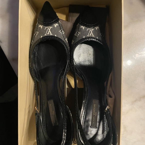 Louis Vuitton Black Monogram Slingback Heels - Picture 3 of 9